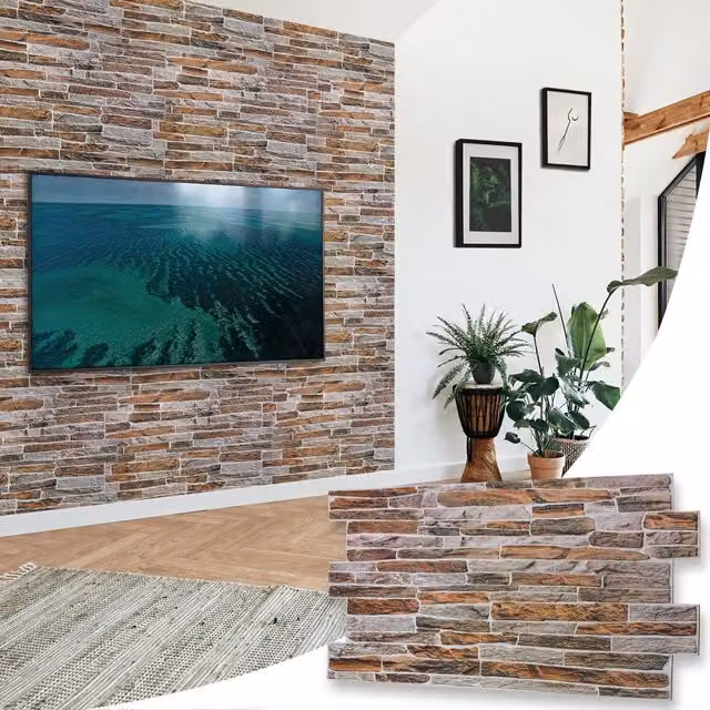 NOVECRAFTO Sandstone Effect 3D PVC Wall Panels, Multicolour, W: 96 cm, H: 48 cm