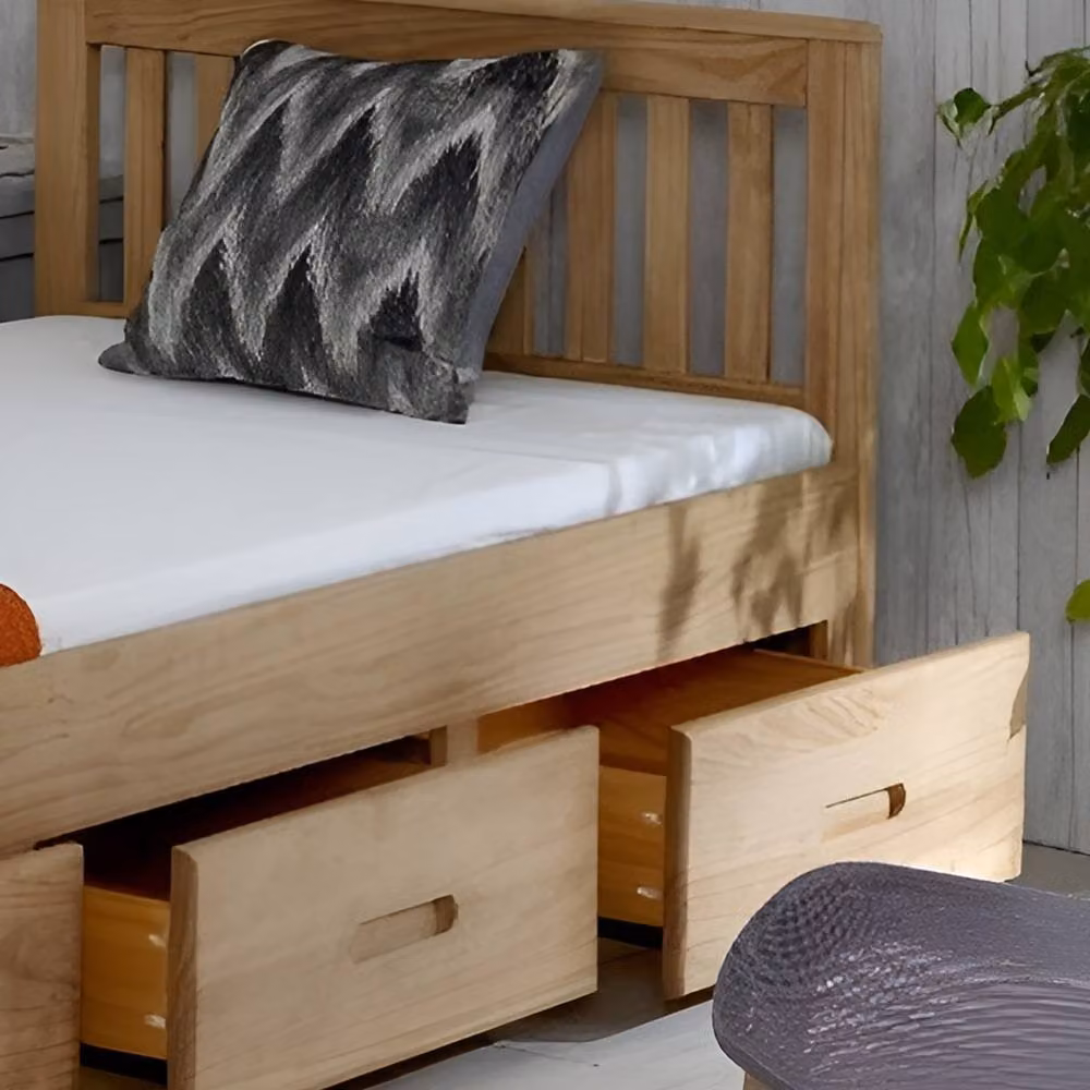 Mission Solid Wood 3ft Single Bed with Underbed Drawer in Light Brown – 2