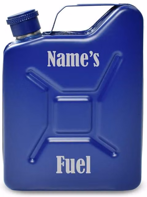 Uniqueful Personalised Engraved Blue Jerry Can Design Stainless Steel Hip Flask Tumbler, 125 ml