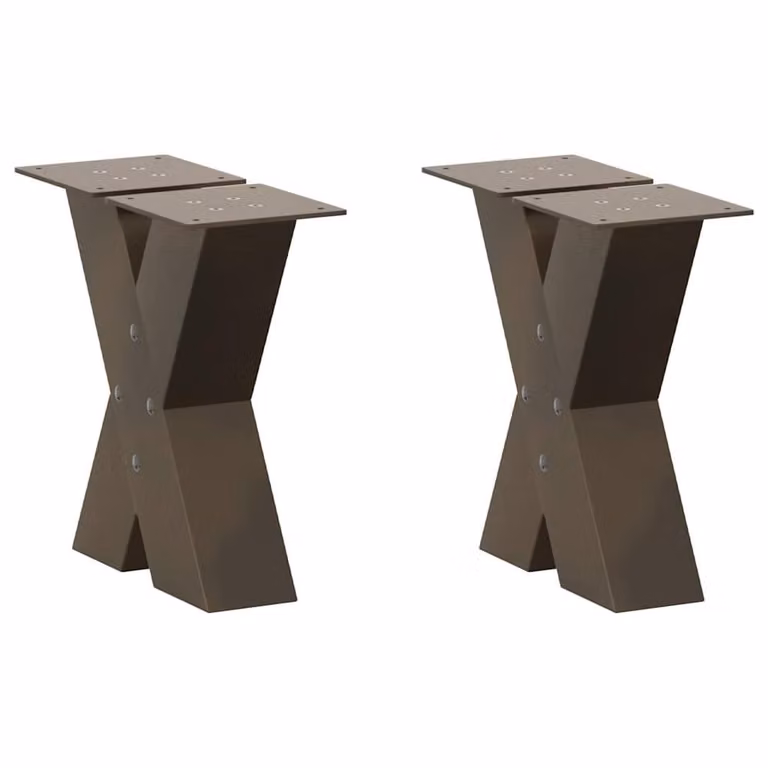 Berkfield Home X-Shaped Coffee Table Legs, 2 Pieces, Brown Steel, H: 40 cm, W: 30-31 cm
