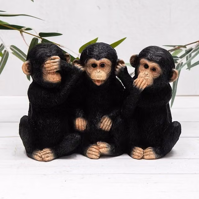 Annibells Three Wise Monkeys Tabletop Ornament in Brown and Black