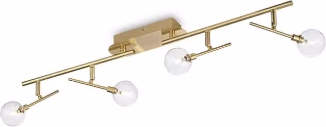 Netlighting Maracas 4 Light Ceiling Light in Antique Brass and Yellow Glass