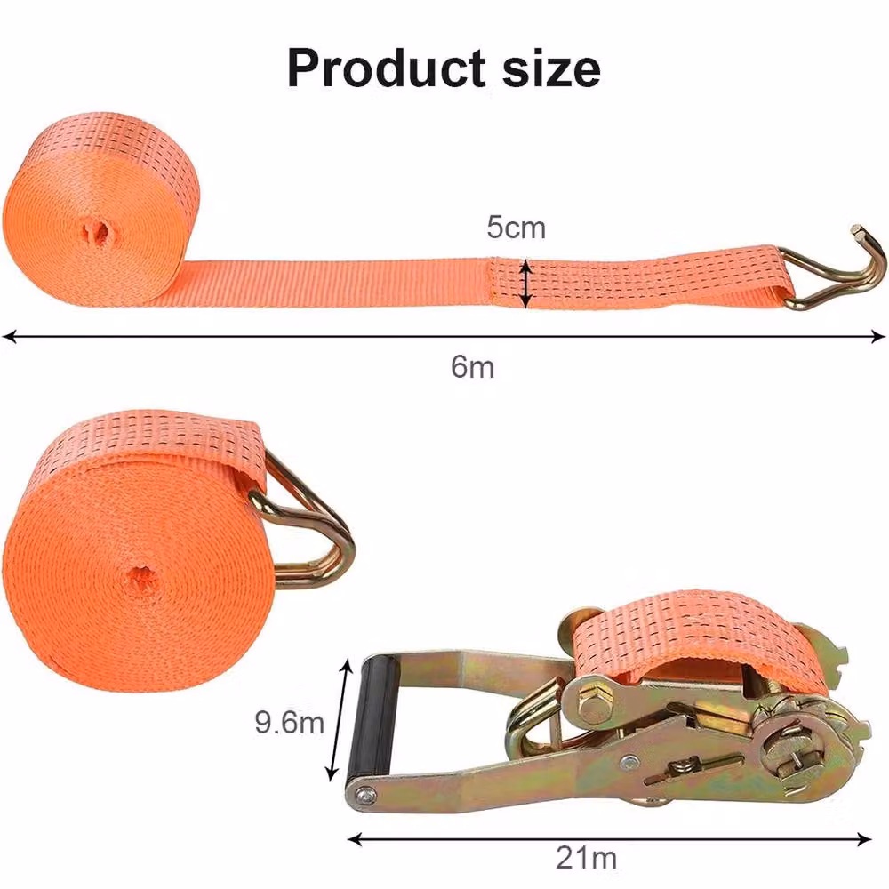 Nordara 4-Piece Orange Ratchet Strap Set, 50mm Width, 6m Length, 3T Capacity – 2