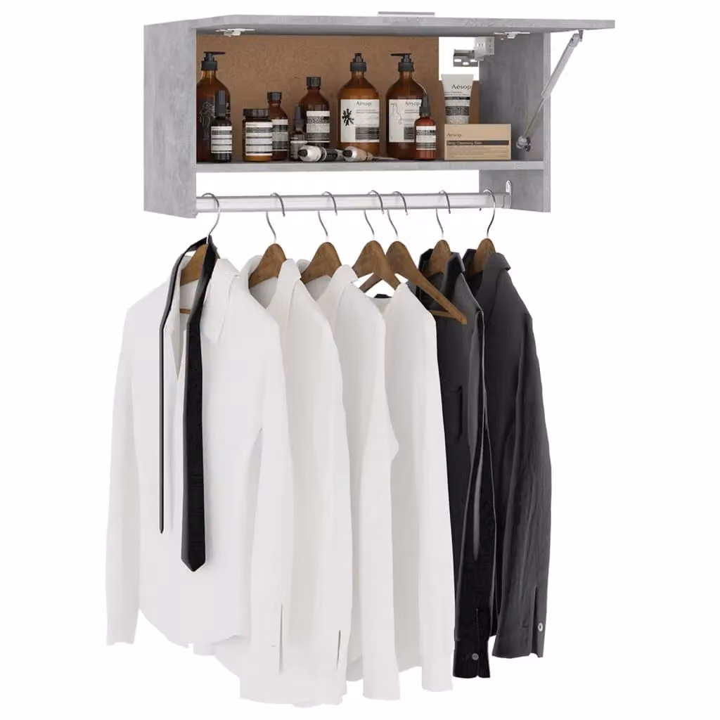 Berkfield Home Modern Wall Mounted Wardrobe in Concrete Grey, W/D/H: 70 x 32.5 x 35 cm – 2