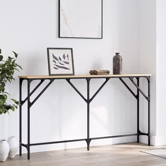 Berkfield Home Sonoma Oak Console Table in Brown, W/D/H: 140 x 23 x 75 cm – 1