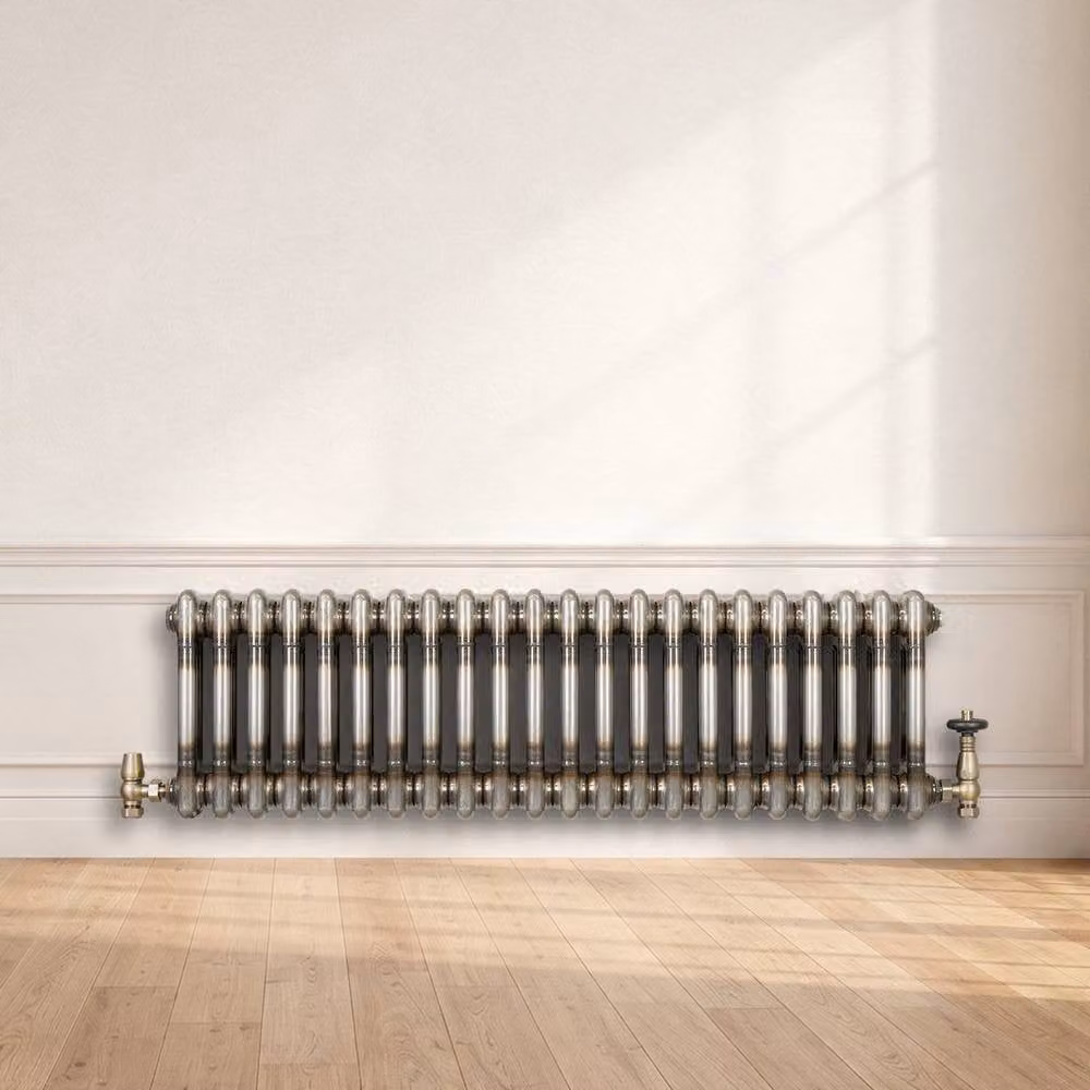 Monstershop Traditional 2 Column Steel Radiator and Integrated Valves in Silver, H x W: 101 x 30 cm – 4