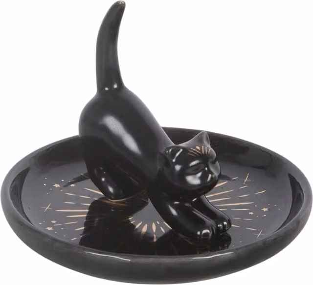 Kingsbury Gifts Black Ceramic Cat Trinket Dish Bowl