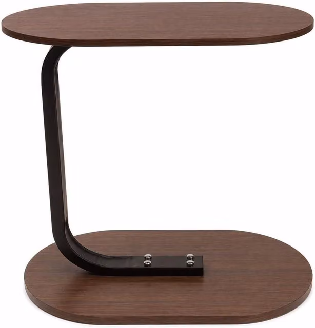 MantraRaj Oval Side Table in Brown with Sled Base