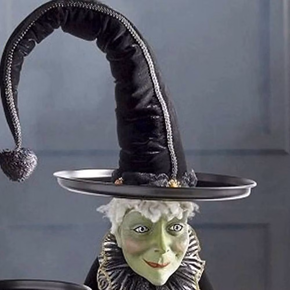 SPETLEK Halloween Witch Tabletop Server with Harlequin in Black, Orange, Green and Purple, W: 100 cm, D: 60 cm – 4