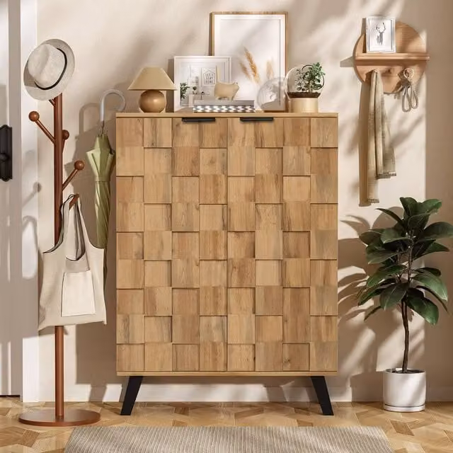 Merax Modern Shoe Cabinet with Soft-Close Hinged Doors and Internal Shelves, W/D/H: 80 x 35 x 110 cm