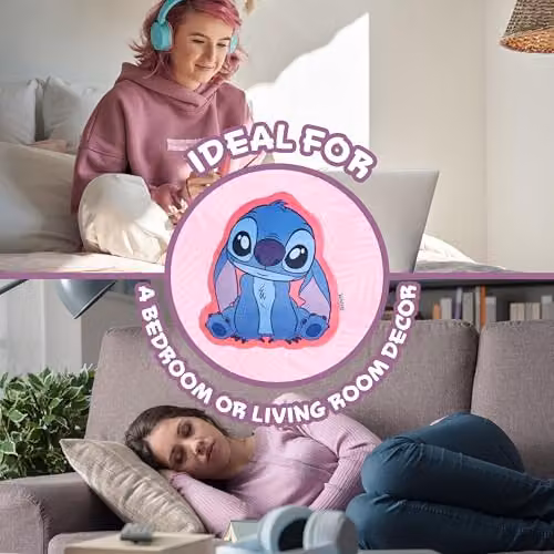 Disney Stitch 3D Plush Cushion in Blue and Pink, W: 33 cm, L: 35 cm – 4