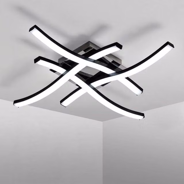 Pheashine Modern LED Ceiling Light, 24W, Black, Cool White 6500K, Length: 36 cm