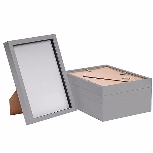 Nicola Spring 3D Shadow Box Photo Frames, Grey, Pack of 5, W/D/H: 32.0 x 23.3 x 3.5 cm