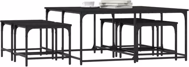 Berkfield Home Nesting Coffee Tables, 5 Piece Set in Black Engineered Wood – 1