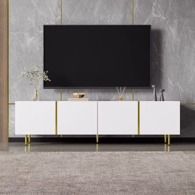Merax White High Gloss Four Door Media TV Unit W/D/H: 170 x 46 x 46 cm – 1