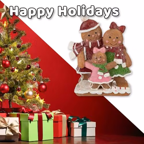 VFM e-Store Gingerbread Family Ornament Decoration, Brown, W: 15 cm, H: 11.5 cm – 5