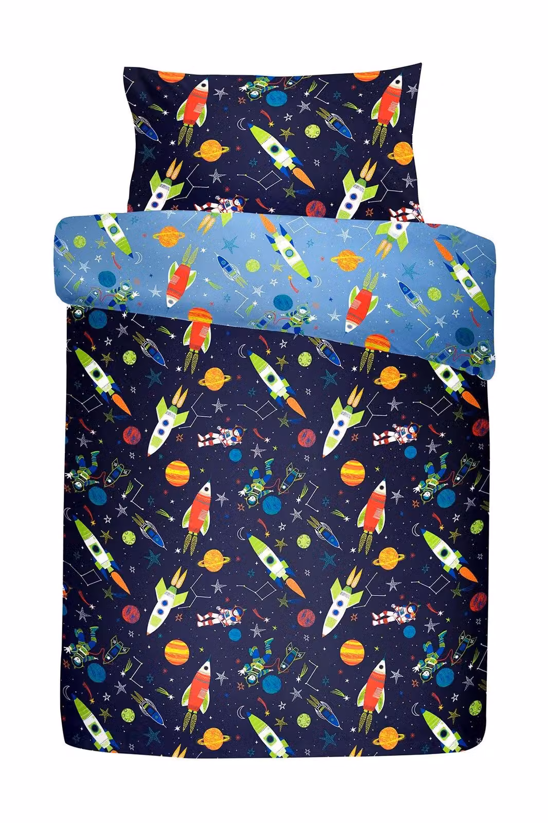 Bedlam Supersonic Glow In The Dark Reversible Childrens Duvet Cover and Pillowcase Set, Blue, W/D/H: 200 x 200 cm – 7