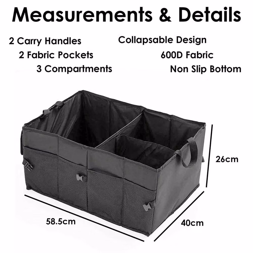 Nordara Heavy Duty Folding Car Boot Organiser Storage Bag in Black – 2