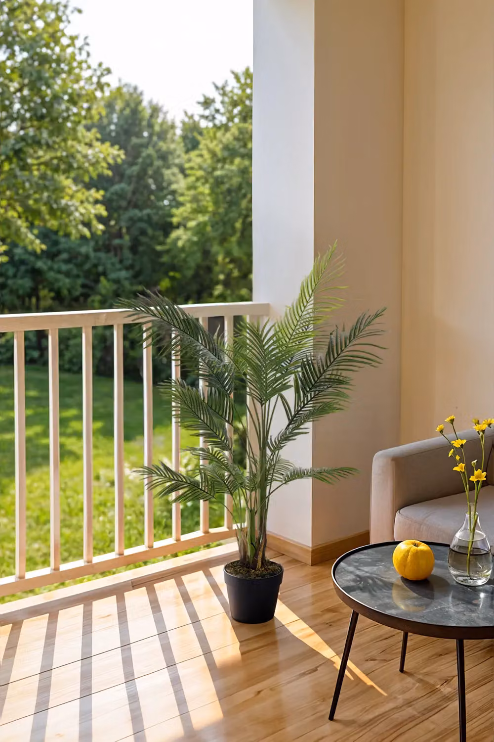 Living and Home 1.1m Artificial Green Palm Tree in a Tabletop Pot – 2
