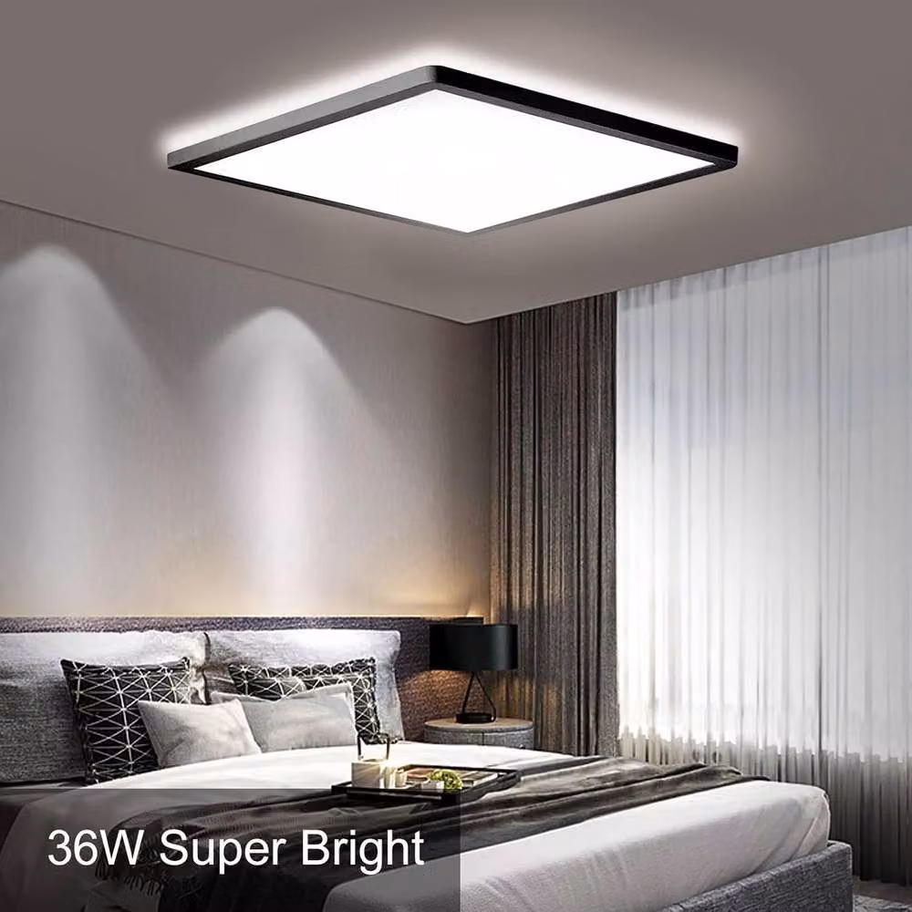 COMELY 36W LED Bathroom Ceiling Light in Black with 4500K Natural Light and IP44 Waterproof Rating – 3