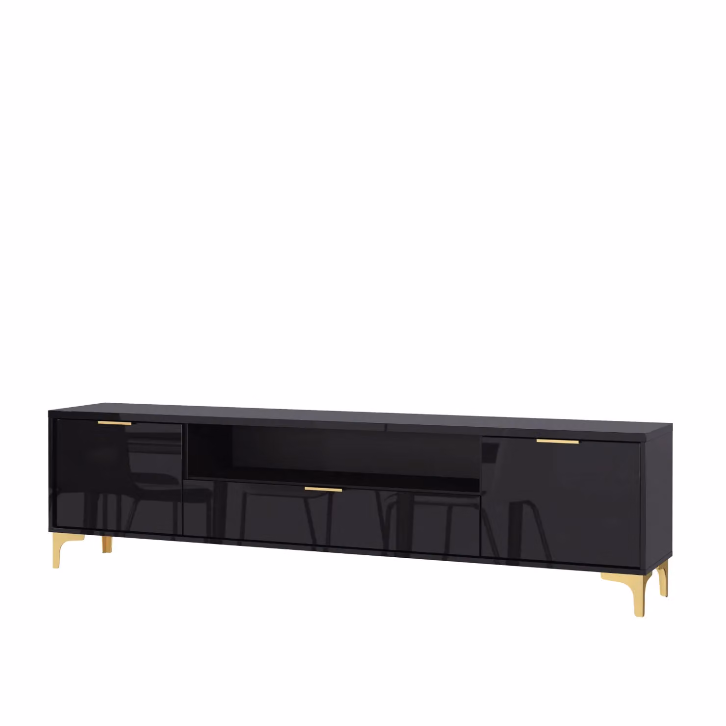 Mex Furniture LTD Lux High Gloss TV Unit in Black, W: 200 cm, D: 35 cm, H: 50 cm – 2