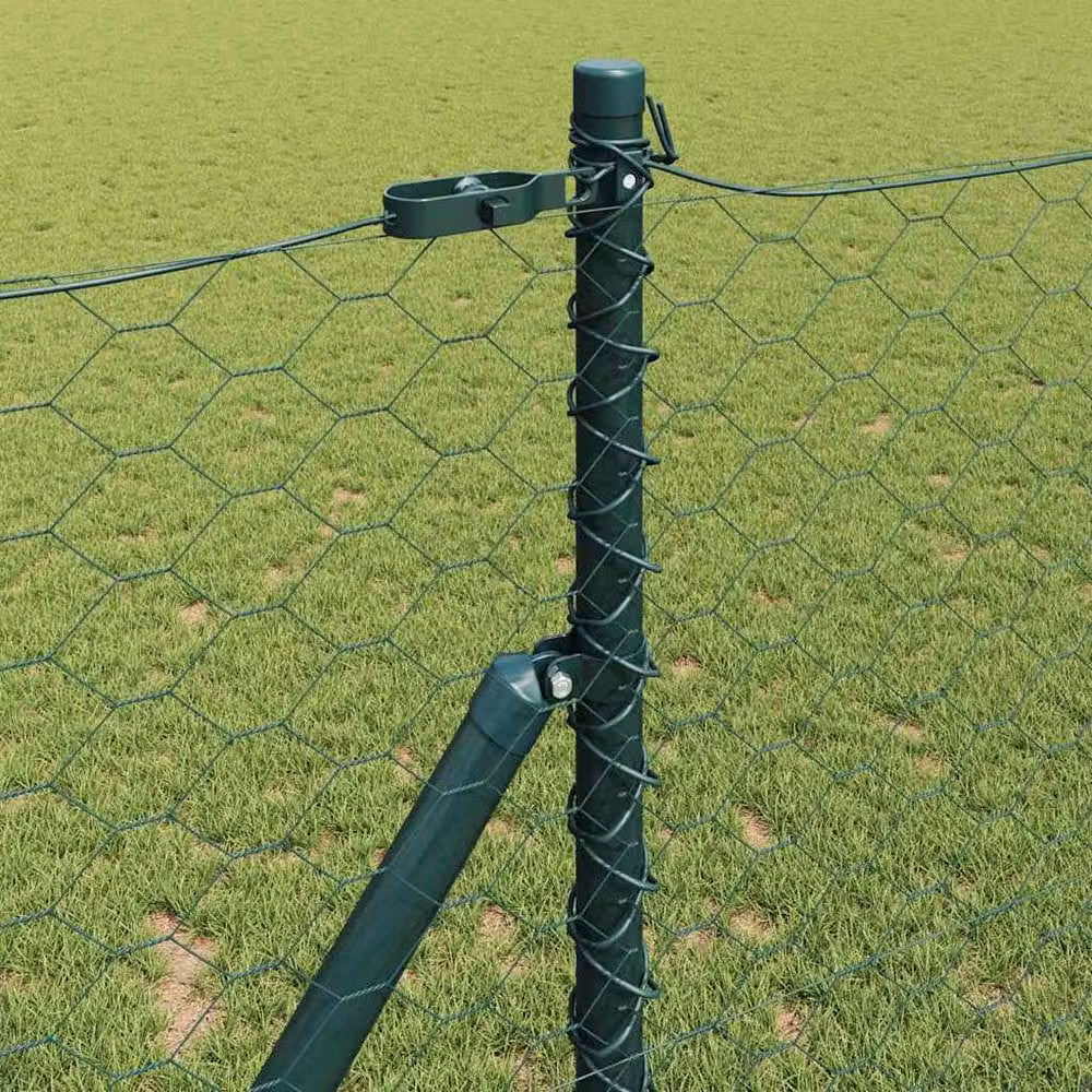 Berkfield Home Green Powder-Coated Steel Hexagon Fence, W: 120 cm, L: 10 m – 3