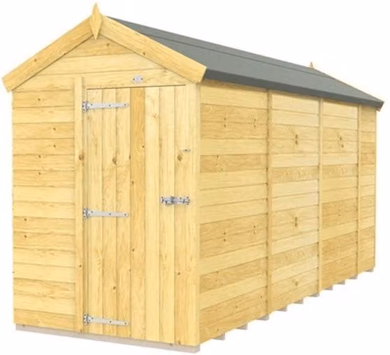 Buttercup Farm Apex Wooden Shed in Brown with Single Door and No Window, L417 x W147 x H217 cm – 1