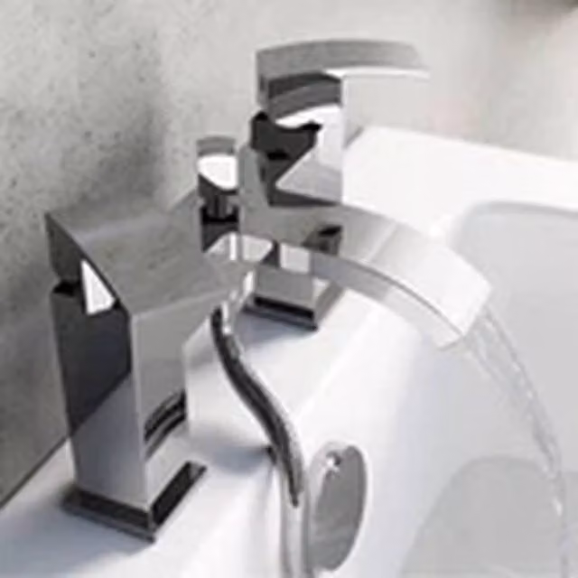 Kelvenix Luxury Two-Handle Bath Filler Shower Mixer Tap Set in Silver Chrome – 1