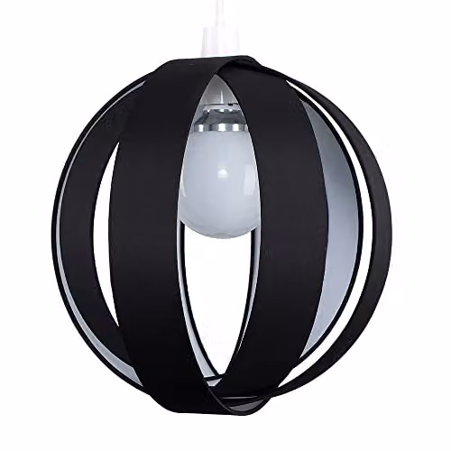 MiniSun Modern Black Fabric Cocoon Globe Style Ceiling Light Shade, Shade Width: 29 cm – 1