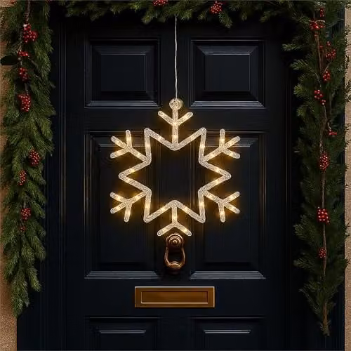 Xmas Haus Warm White LED Hanging Snowflake in Black, 25 cm – 1