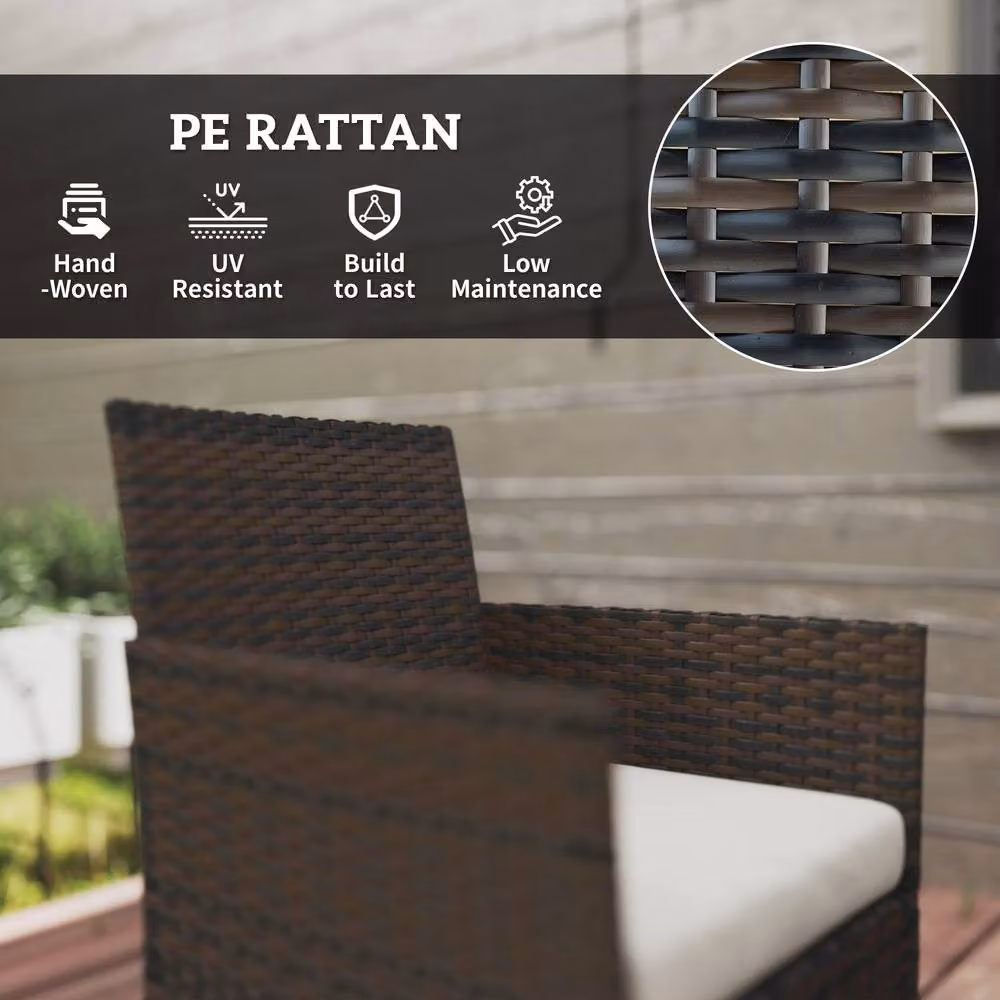 OUTSUNNY 4 Piece Brown Rattan Garden Furniture Sofa Set with Cushions – 5