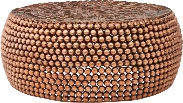 Fifty Five South Round Gold Metal Ethnic Coffee Table – 1