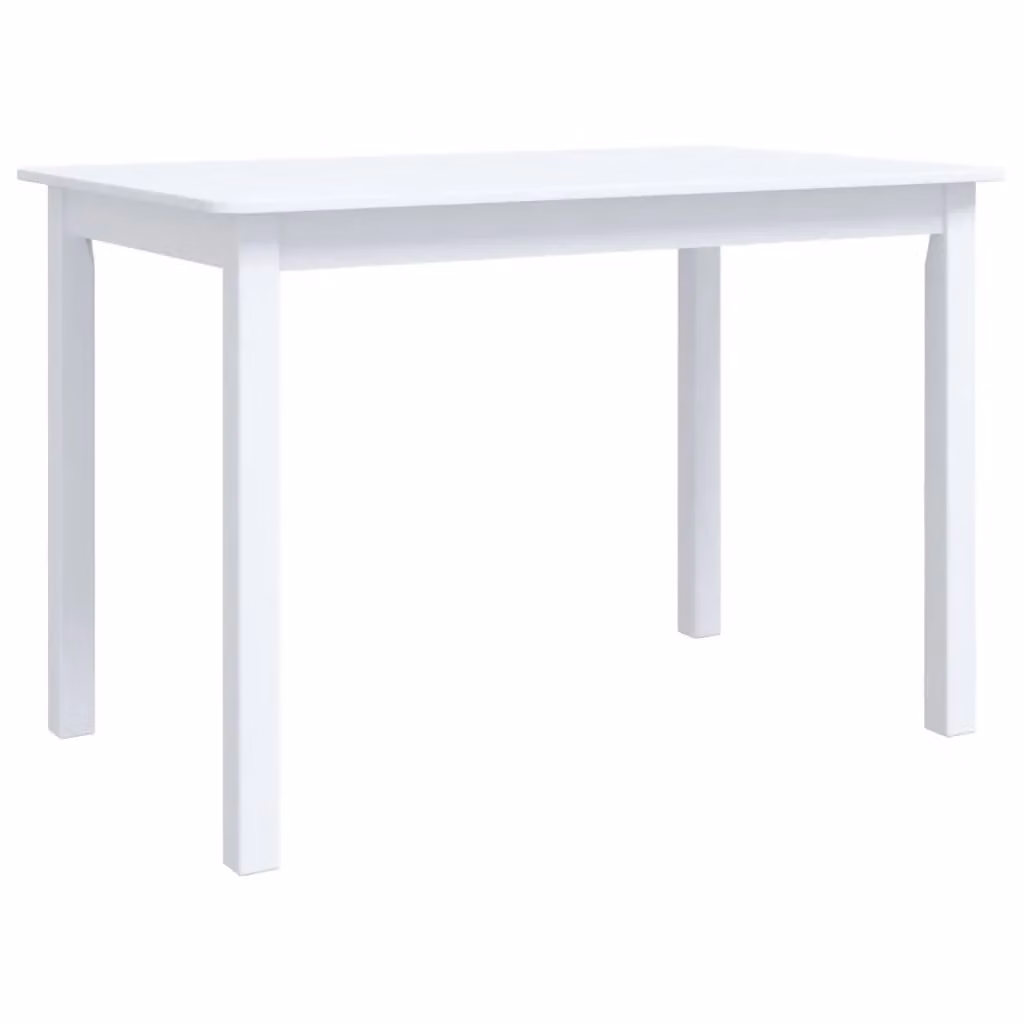 Berkfield Home White Rectangular Dining Table in Solid Rubber Wood, W: 114 cm, D: 71 cm, H: 75 cm – 2