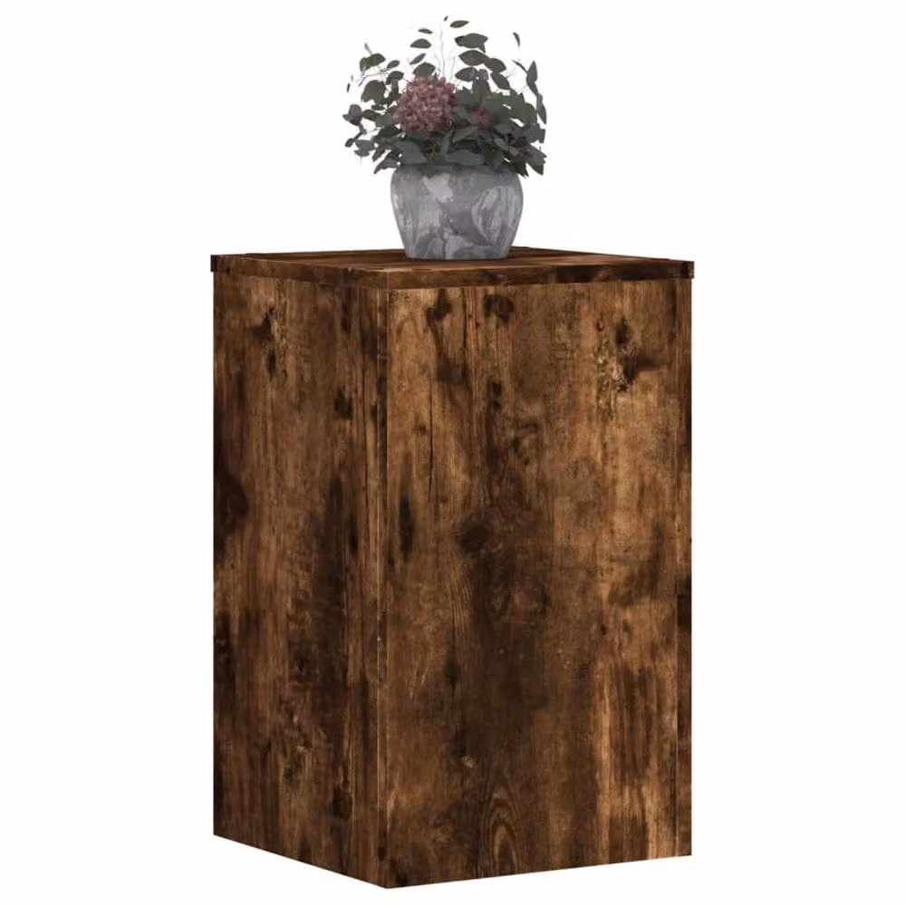 Berkfield Home Set of 2 Smoked Oak Plant Stands, Brown, W/D/H: 30 x 30 x 50 cm – 3