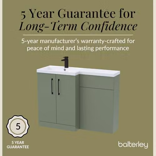 Balterley Green Floor Standing Vanity Unit with L-Shaped Basin and WC Unit, W/D/H: 110.5 x 39.0 x 85.8 cm – 4