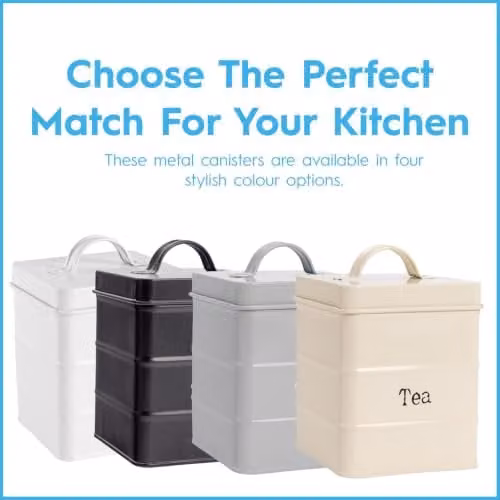 Harbour Housewares Metal Tea Storage Canister with Airtight Lid, Black – 4