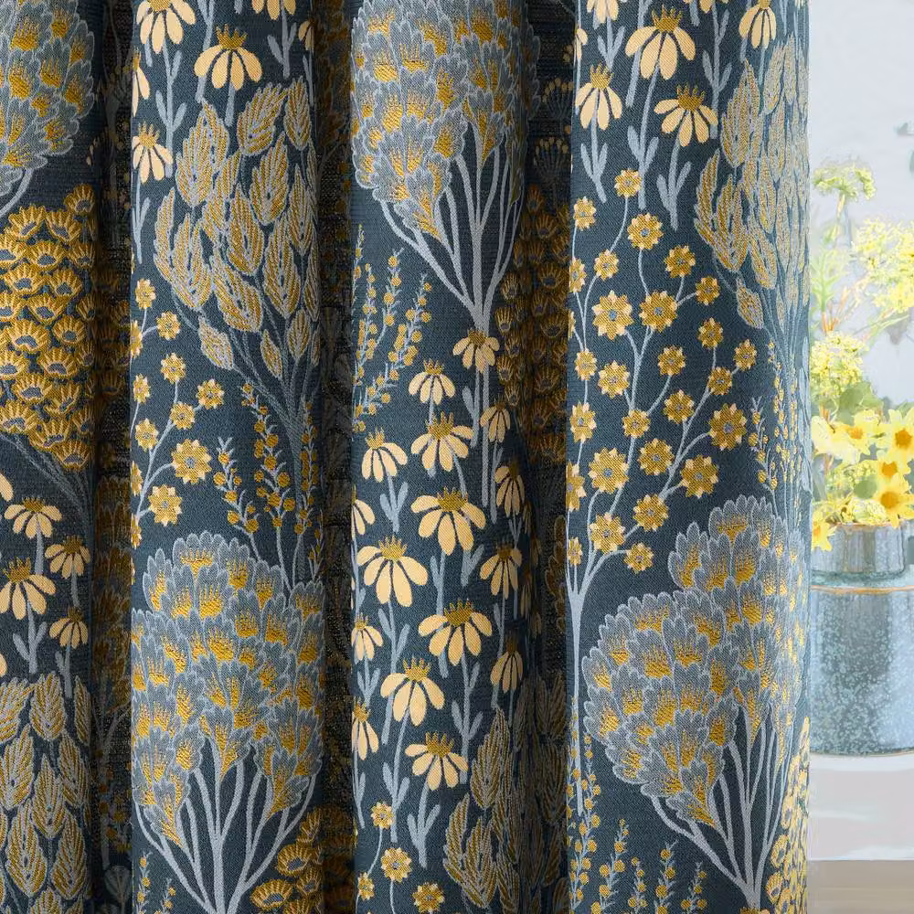 Wylder Ophelia Floral Room Darkening Eyelet Curtain Pair in Blue, Width: 168 cm, Drop: 229 cm – 3