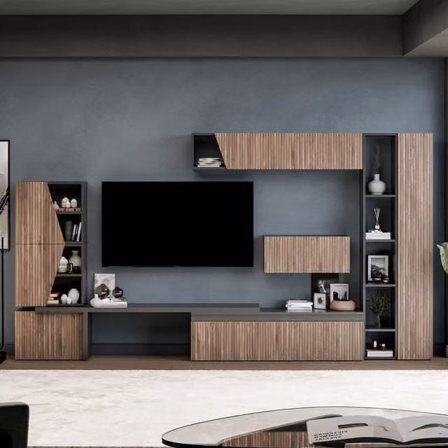 Decorotika Baku Modern Wall Mounted Entertainment Center in Black