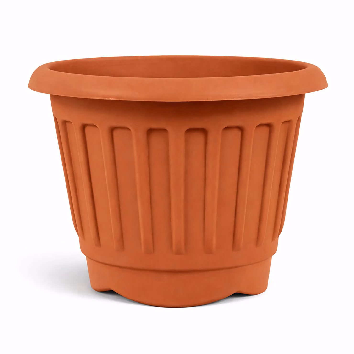 Simpa Set of 2 Round Chunky Terracotta Plastic Planters for Indoor or Outdoor Use, Diameter: 40 cm – 5