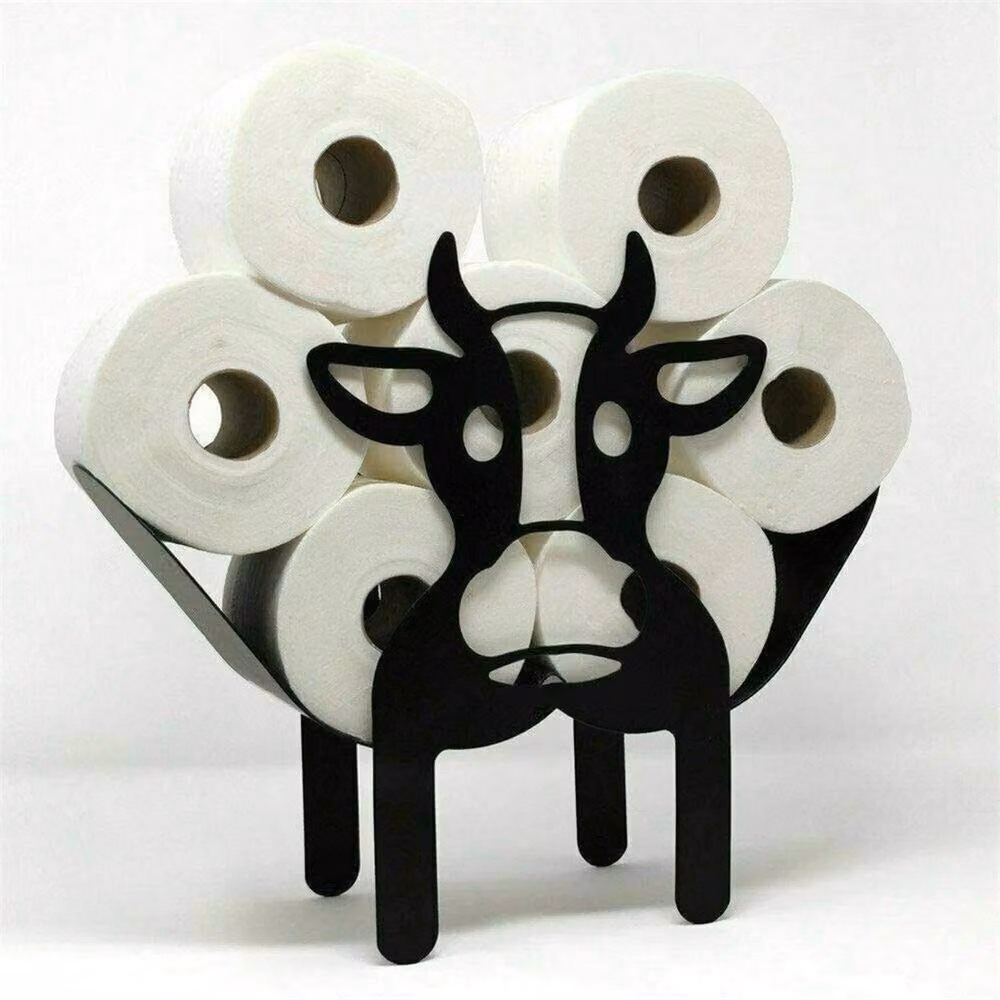 Nordara Cow Toilet Roll Holder in Black with Animal Print, W/D/H: 60 x 30 x 36 cm – 3