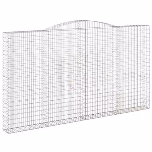 vidaXL Set of 6 Arched Gabion Baskets in Silver Galvanised Steel, W: 400 cm, D: 30 cm, H: 220/240 cm
