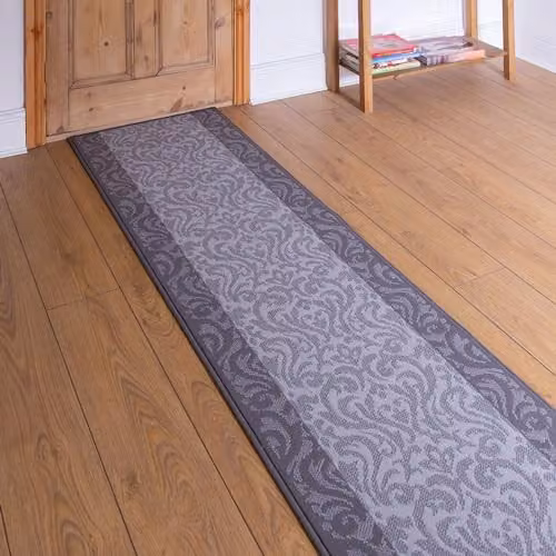 runrug Baroque Hallway Runner Rug in Light Grey, W/D: 60 x 330 cm