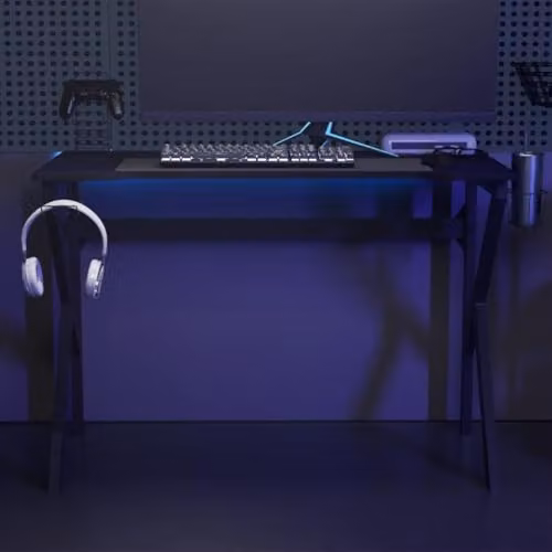 vidaXL Gaming Desk with K Shape Legs, Black, W/D/H: 110 x 60 x 75 cm – 2