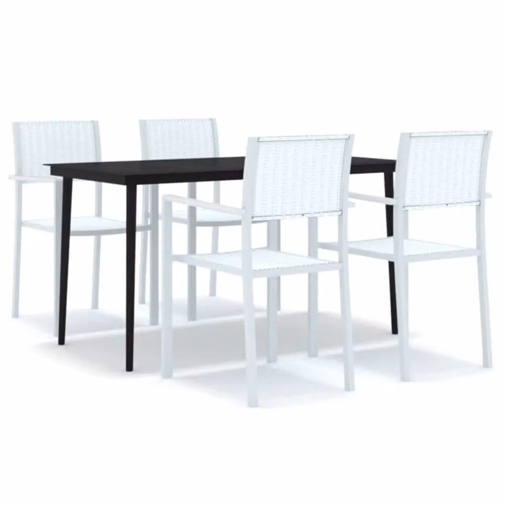 Berkfield Home 5 Piece Modern Garden Dining Set in White – 2