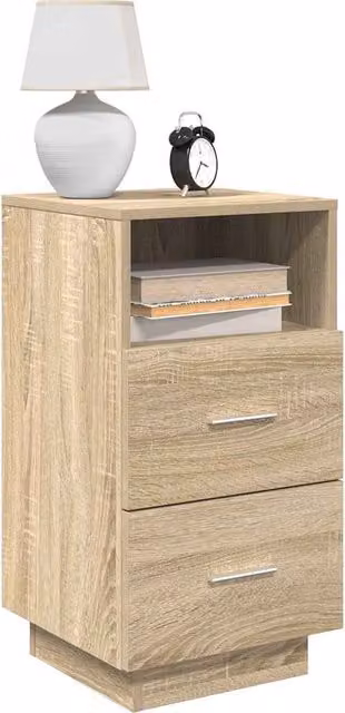 Berkfield Home Set of 2 Sonoma Oak Bedside Cabinets in Brown, W/D/H: 36 x 36 x 68 cm – 1