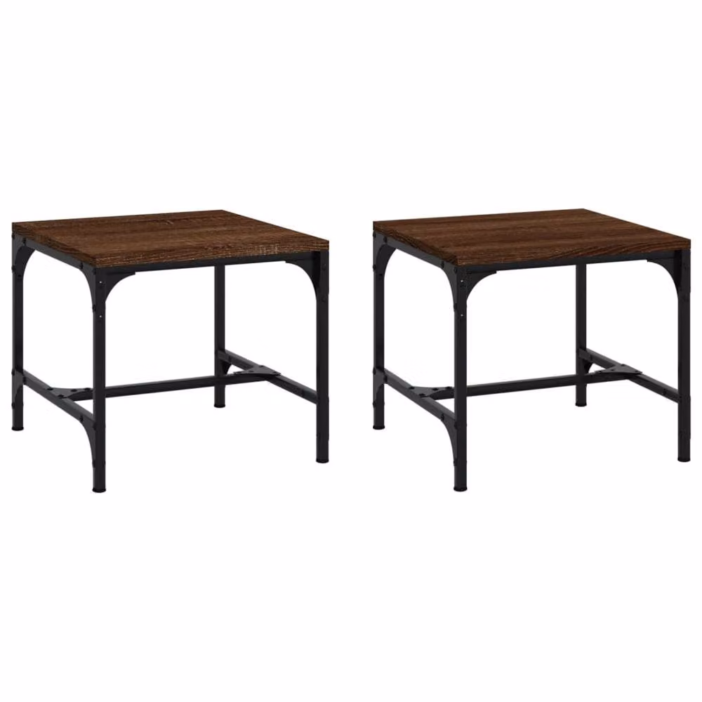 Berkfield Home Set of 2 Brown Oak Side Tables, W/D/H: 40 x 40 x 35 cm – 3