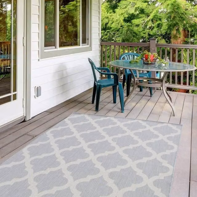 THE RUGS Moroccan Trellis Geometric Grey Outdoor and Indoor Rug, W/D: 160 x 230 cm – 1