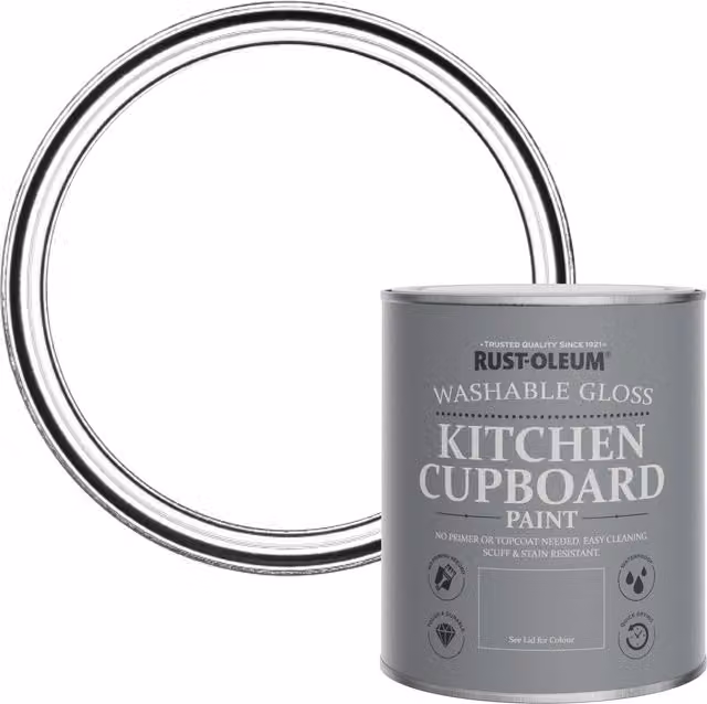 Rust-Oleum Kitchen Cupboard Paint in Gloss Finish, Cotton White, 750ml