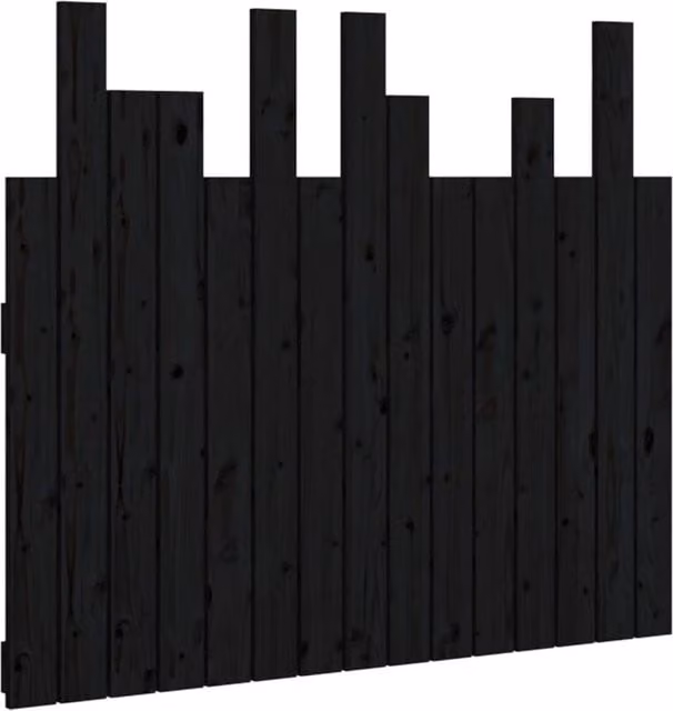 Berkfield Home Black Solid Pine Wood Wall Mounted Headboard W/D/H: 95.5 x 3 x 80 cm