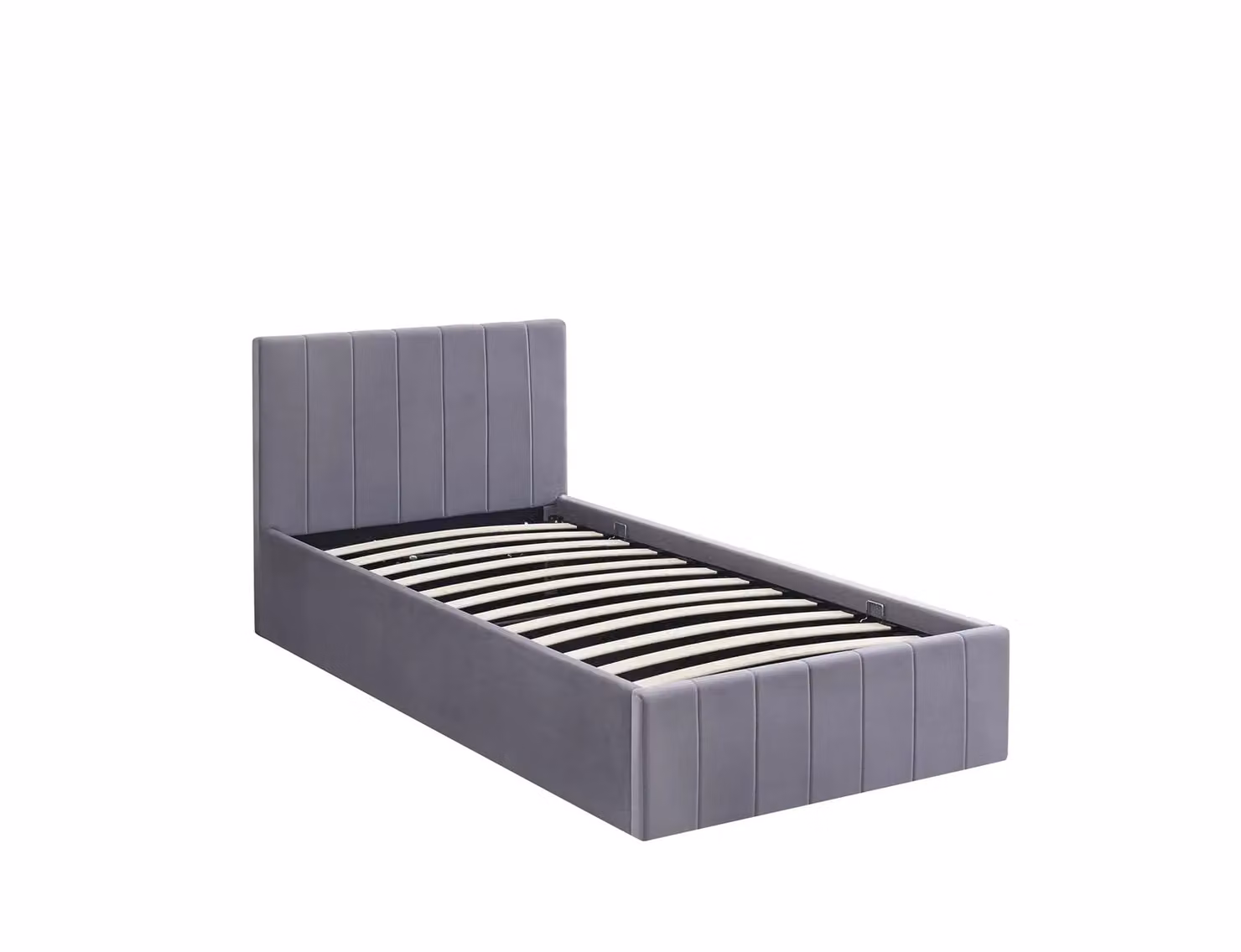 Kosy Koala Grey Velvet Ottoman Bed with Gas Lift Storage and Striped Pattern Single Mattress, W: 100 cm, D: 200 cm, H: 85 cm – 5